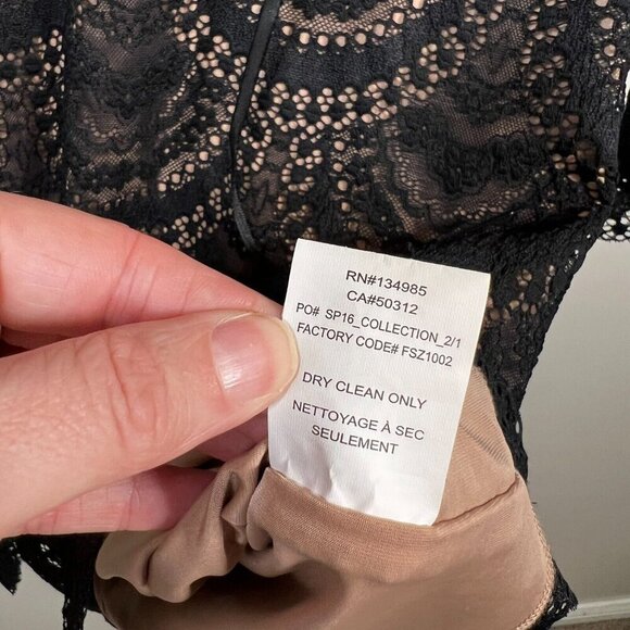 For Love & Lemons Rosalita Lace Dress Size Small Black Plunge Party Cocktail - Picture 12 of 12